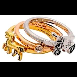 Authentic tri tone COACH ring set 7.5